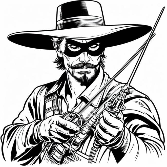 Coloriage Dessine Zorro fort