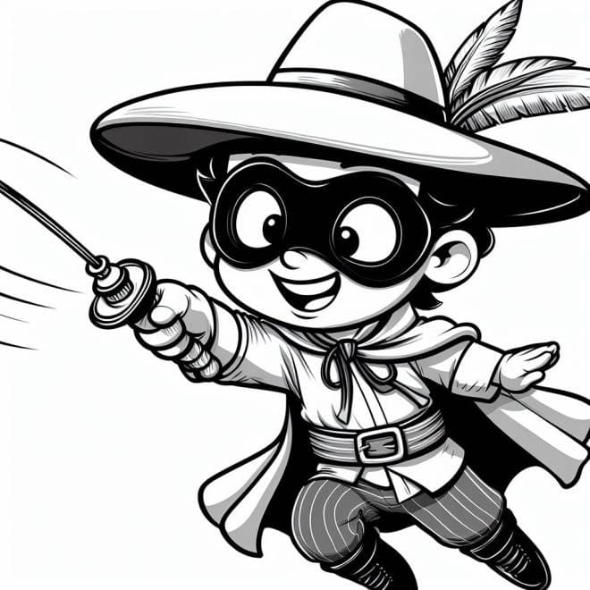 Coloriage Dessine Zorro gratuitement pour les enfants