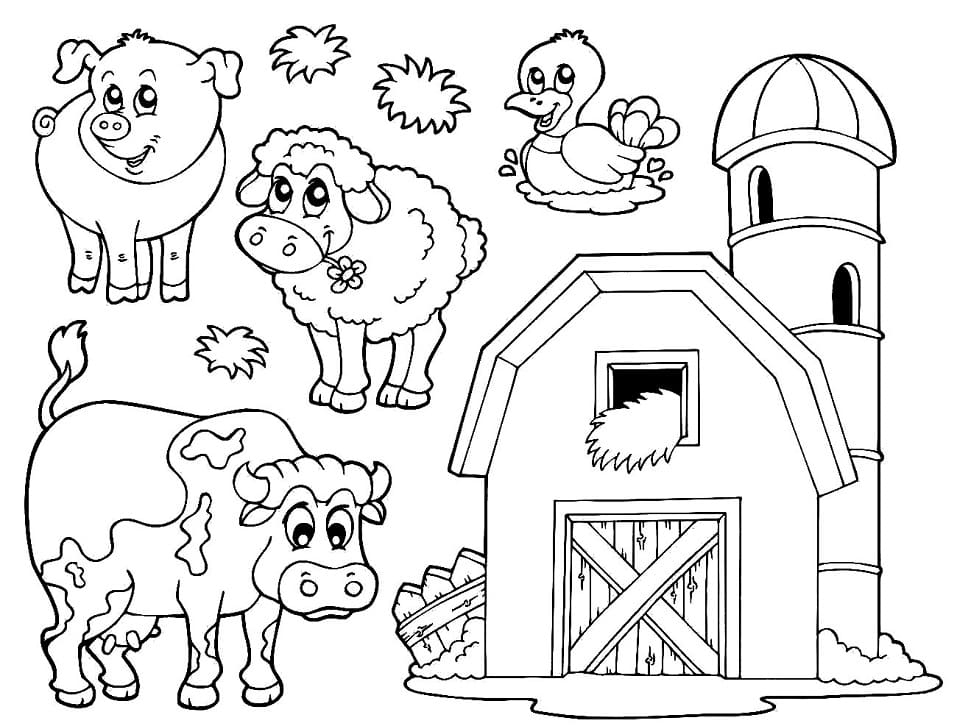 Coloriage Dessiner animaux de la ferme imprimer gratuitement