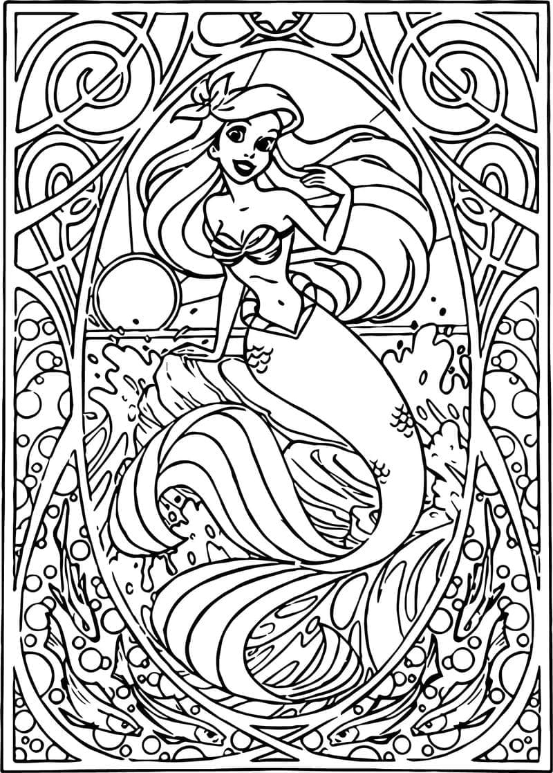 Coloriage Dessiner Ariel Disney Adulte