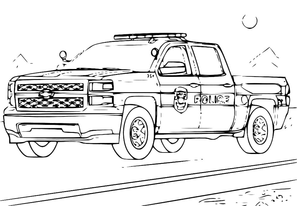 Coloriage Dessiner Camion de Police 4x4