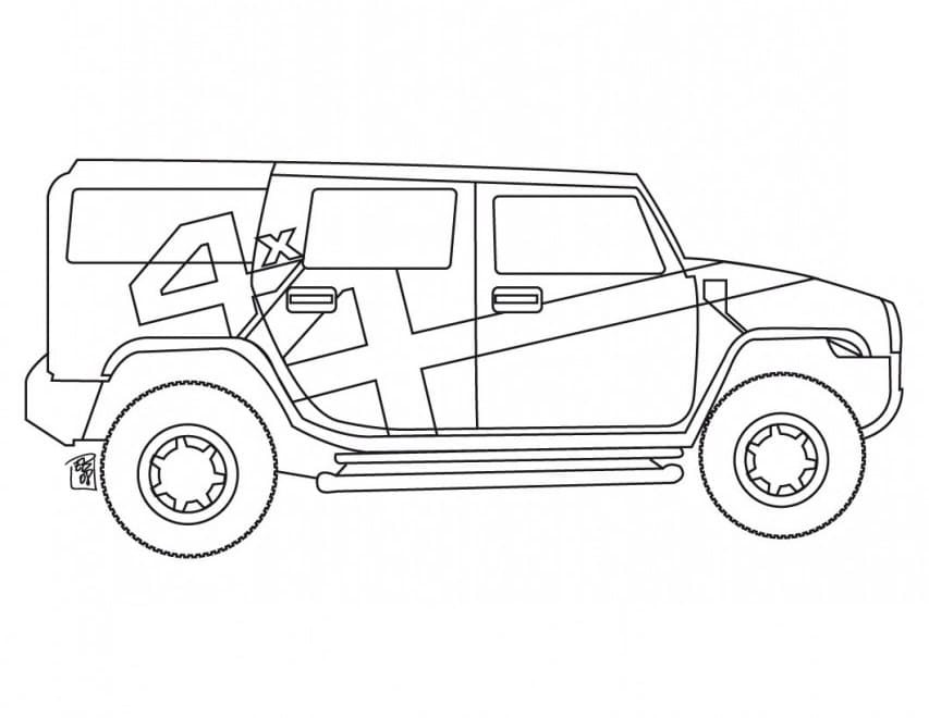 Coloriage Dessiner Hummer 4 x 4