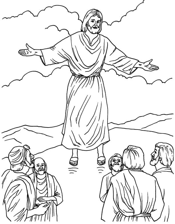 Coloriage Dessiner l'ascension de Jésus dans la Bible