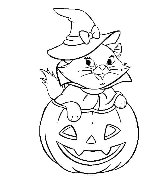 Coloriage Dessiner un chat Disney pour Halloween