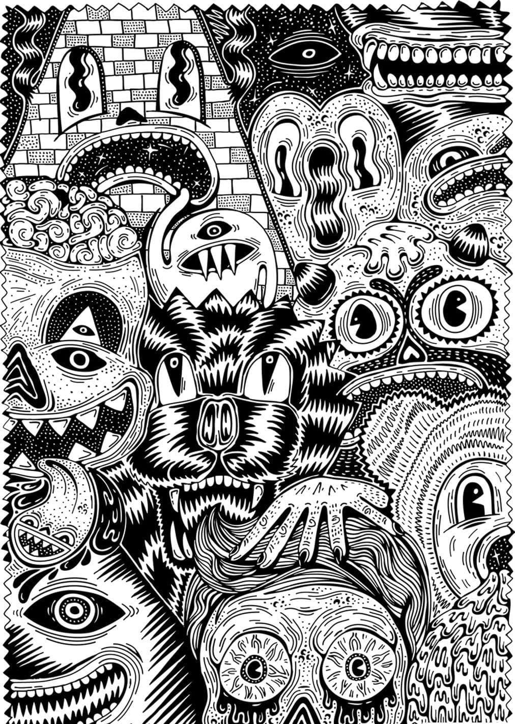 Coloriage Dessiner un Halloween effrayant pour les adultes