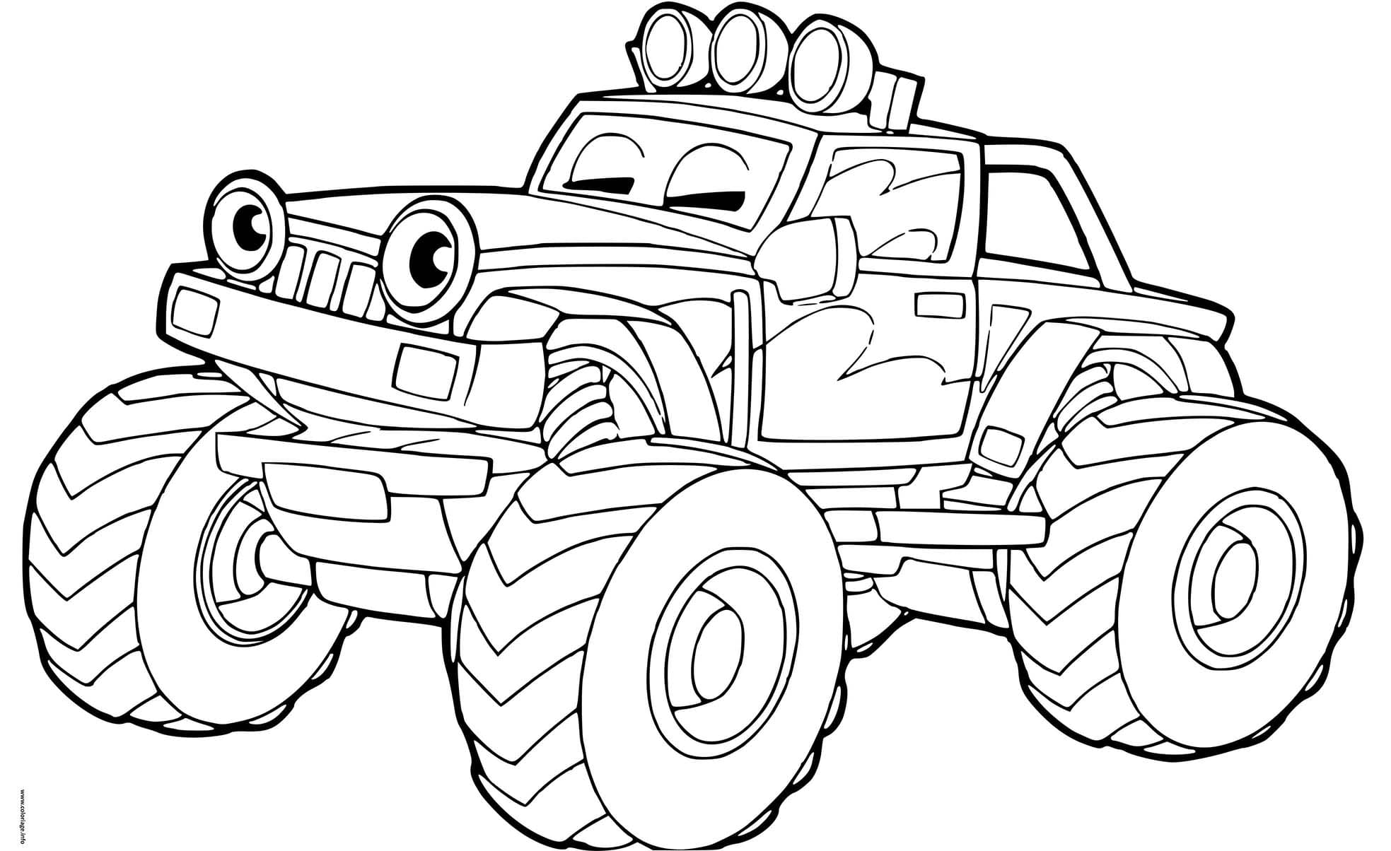 Coloriage Dessiner une voiture 4x4 facilement