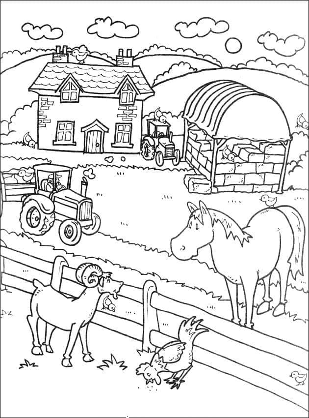 Coloriage Ferme gratuite pour les enfants à imprimer