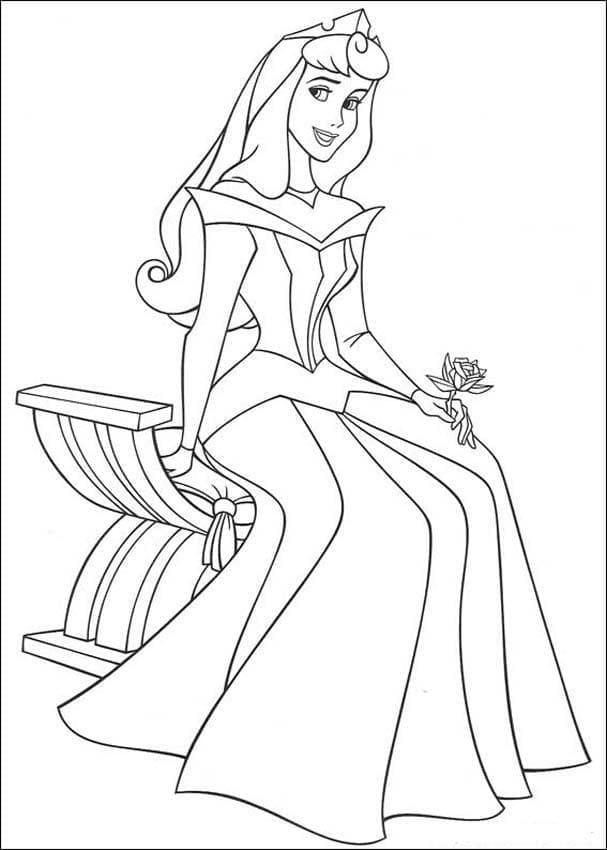 Coloriage Heureuse Princesse Aurore à imprimer