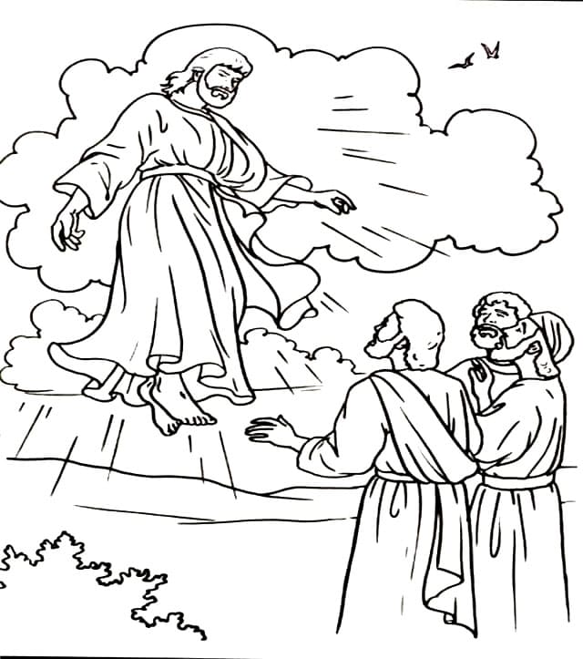 Coloriage Histoire biblique de l'ascension de Jésus