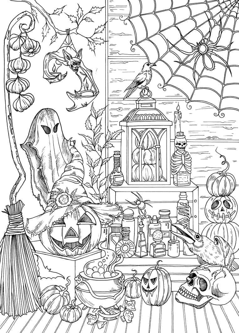 Coloriage Image d'Halloween pour adultes