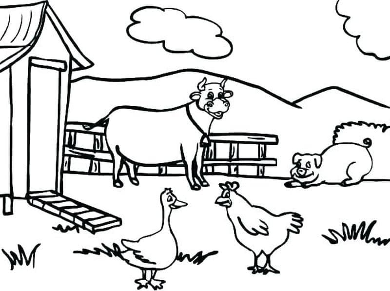 Coloriage Image gratuite d’animaux de la ferme à imprimer