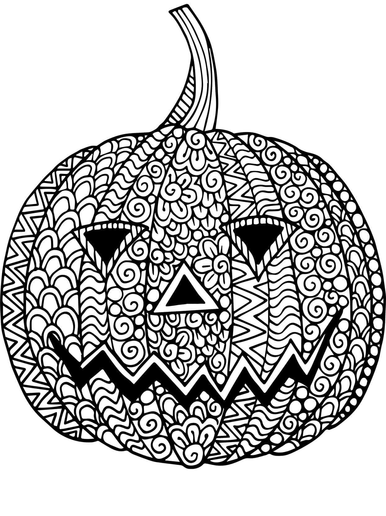 Coloriage Imprimez une citrouille d'Halloween pour adultes