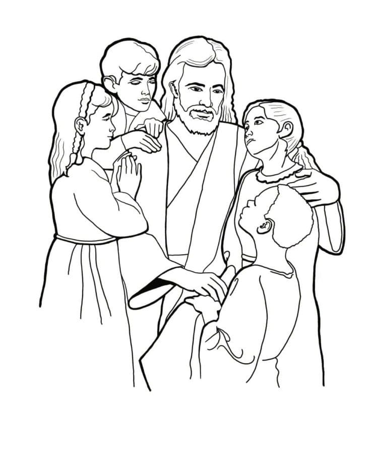 Coloriage Jésus et les enfants