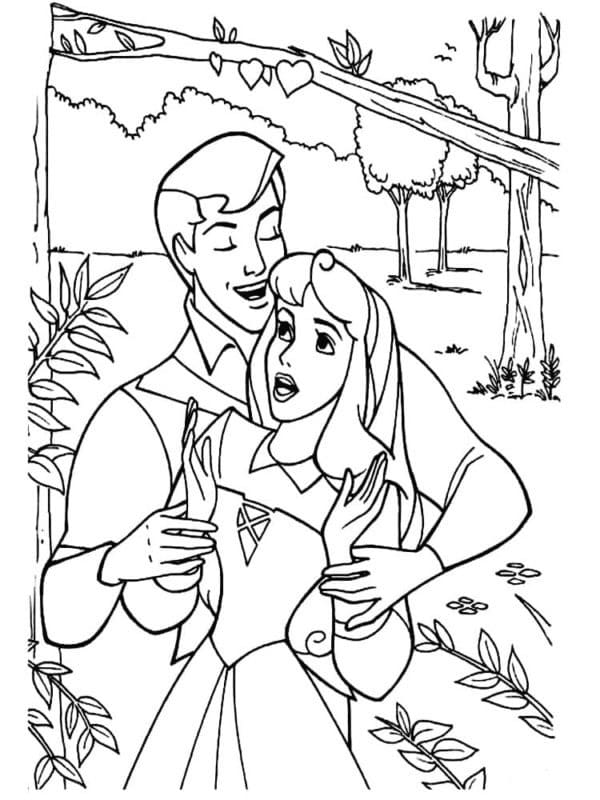 Coloriage La Belle au bois dormant Aurore et Philippe