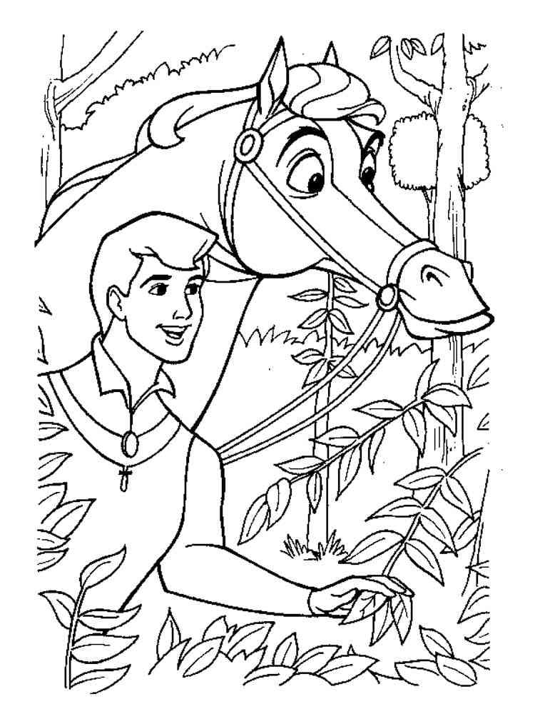 Coloriage La Belle au bois dormant, le prince Philippe à imprimer