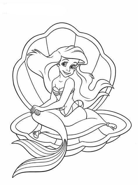 Coloriage La mignonne Ariel assise