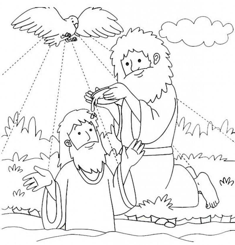 Coloriage Le baptême de Jésus