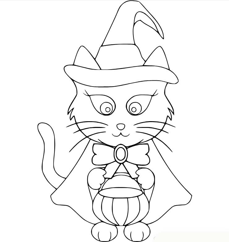 Coloriage Le chat dans le costume du magicien