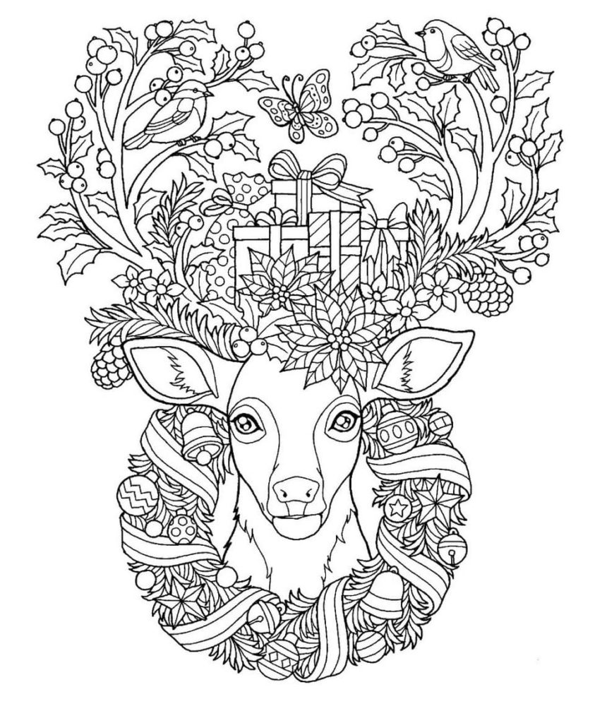 Coloriage Logo du renne de Noël