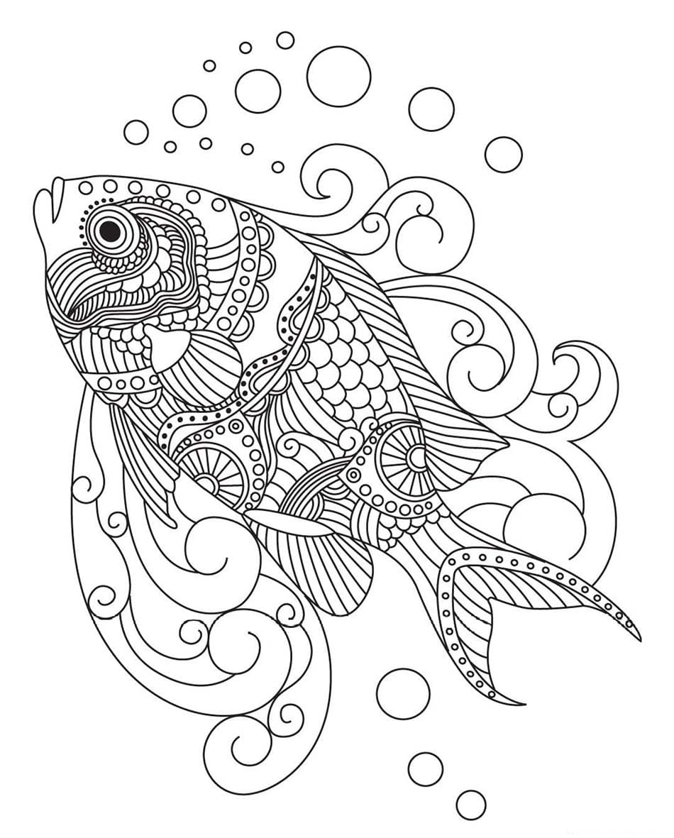 Coloriage Mandala du poisson d'avril