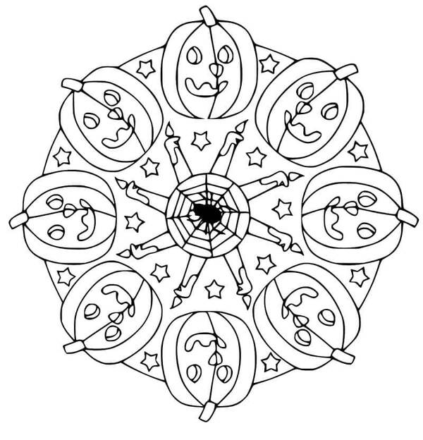 Coloriage Mandalas gratuits pour Halloween base facile