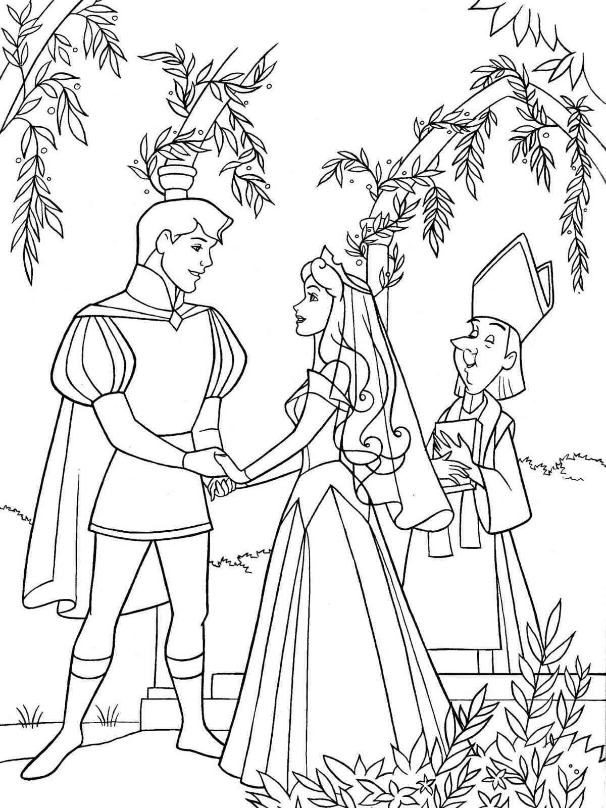 Coloriage Mariage de la princesse Aurore à imprimer