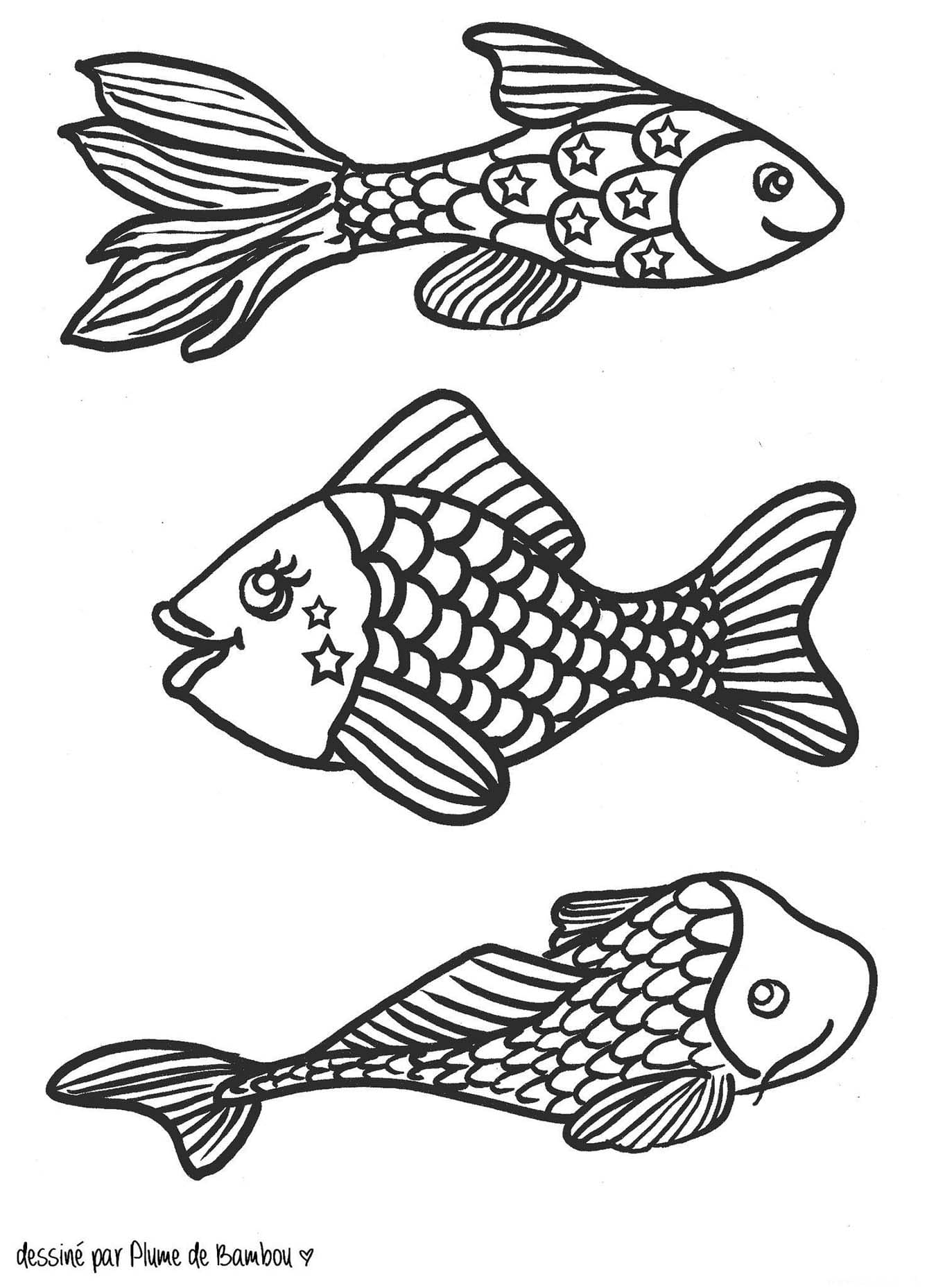 Coloriage Poisson d'avril basique et facile