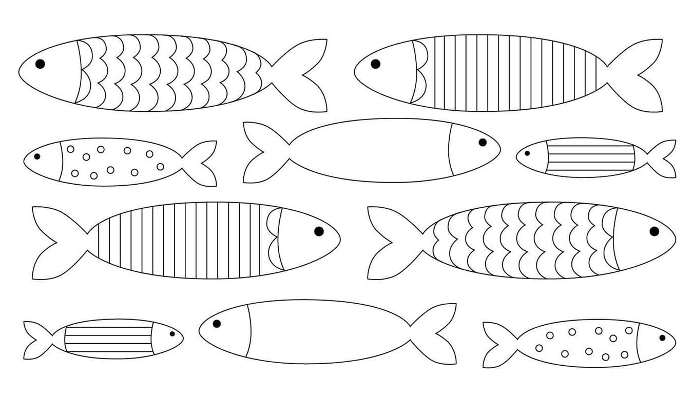 Coloriage Poisson d'avril de base