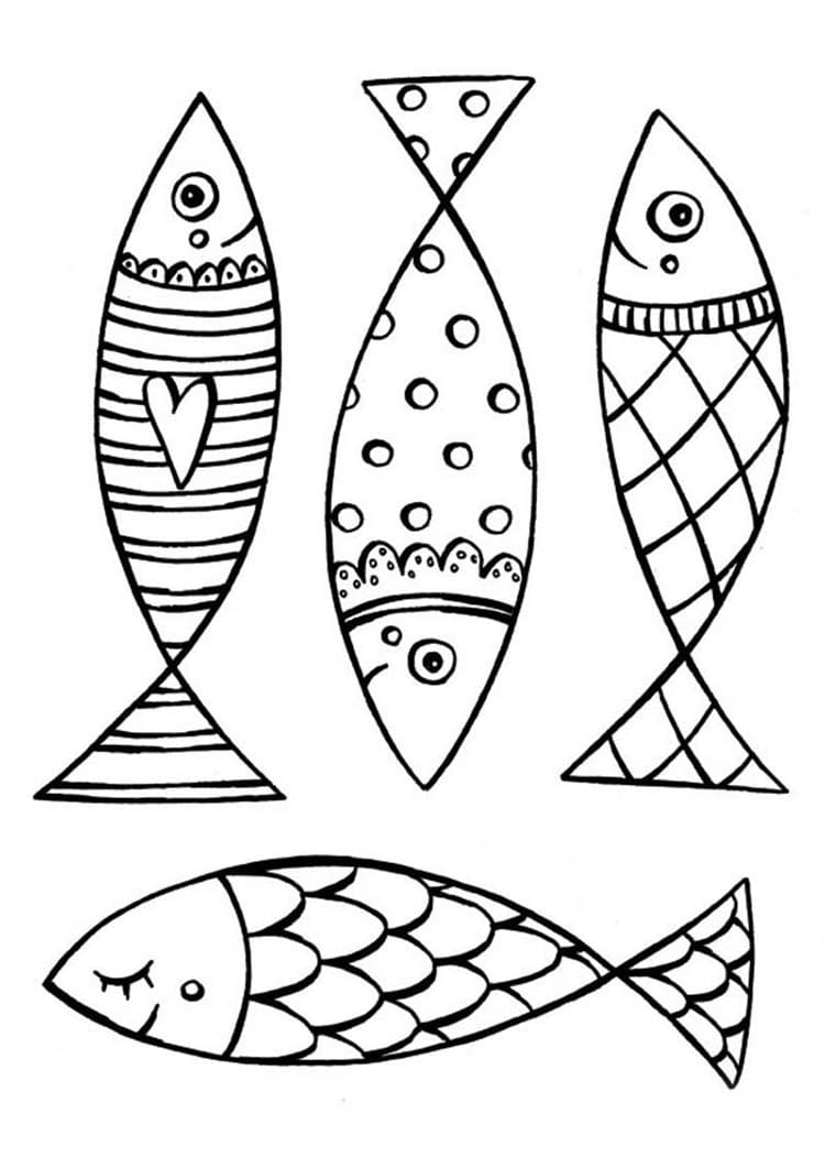 Coloriage Poisson d'avril facile