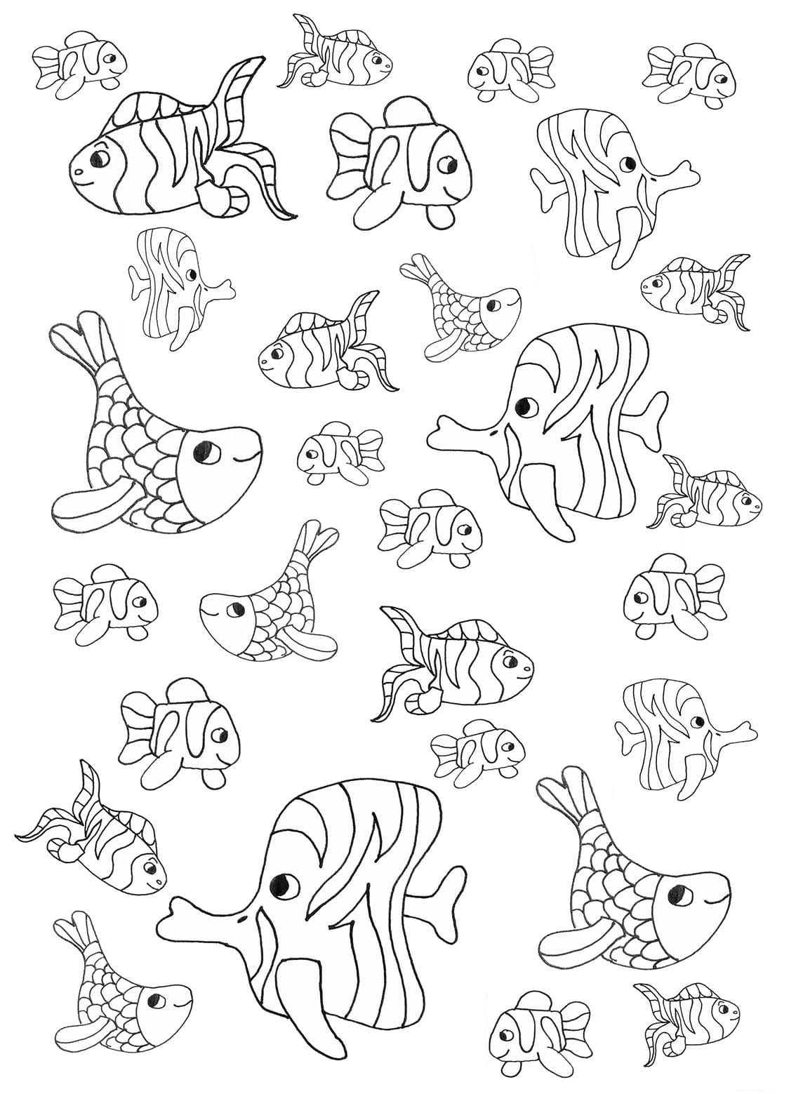 Coloriage Poisson d'avril - feuille 7