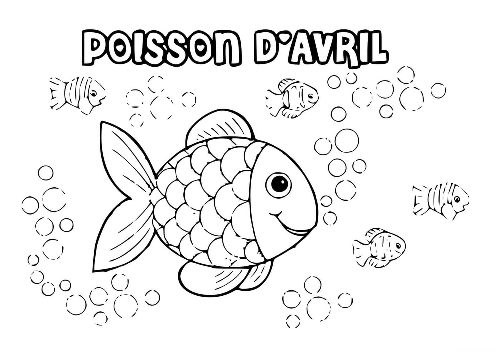 Coloriage Poisson d'avril gratuit de base