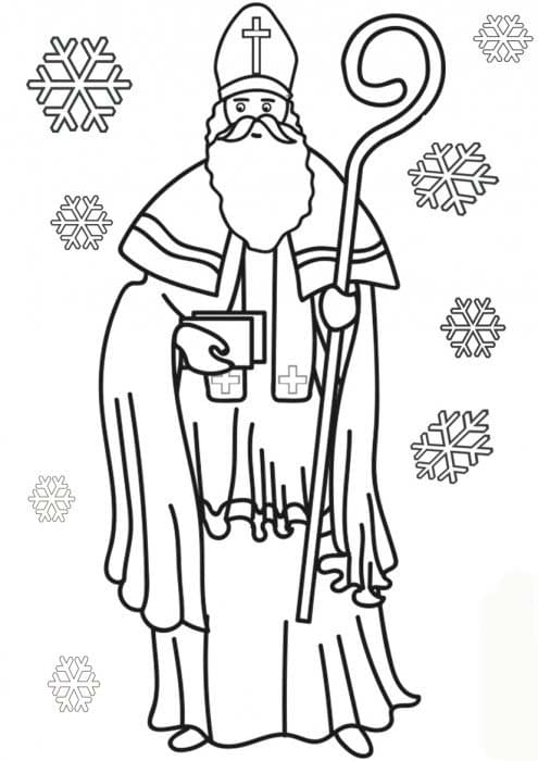 Coloriage Portrait de Saint Nicolas