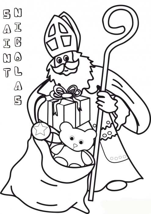 Coloriage Portrait de Saint Nicolas gratuit