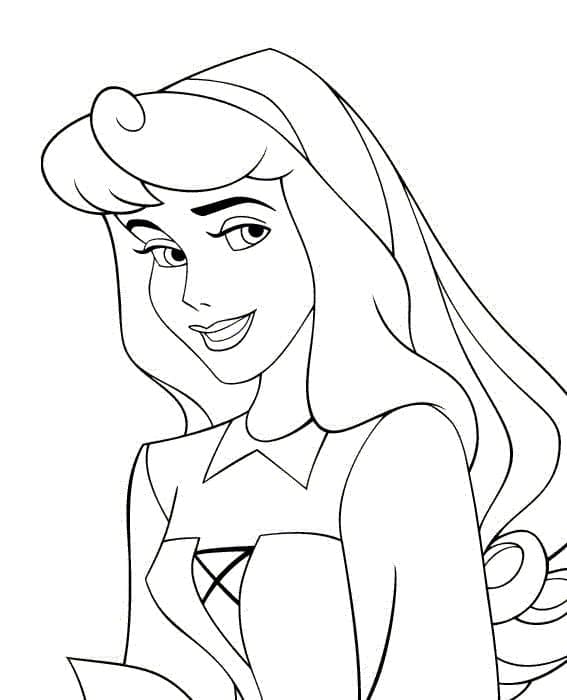 Coloriage Princesse Aurore souriante à imprimer