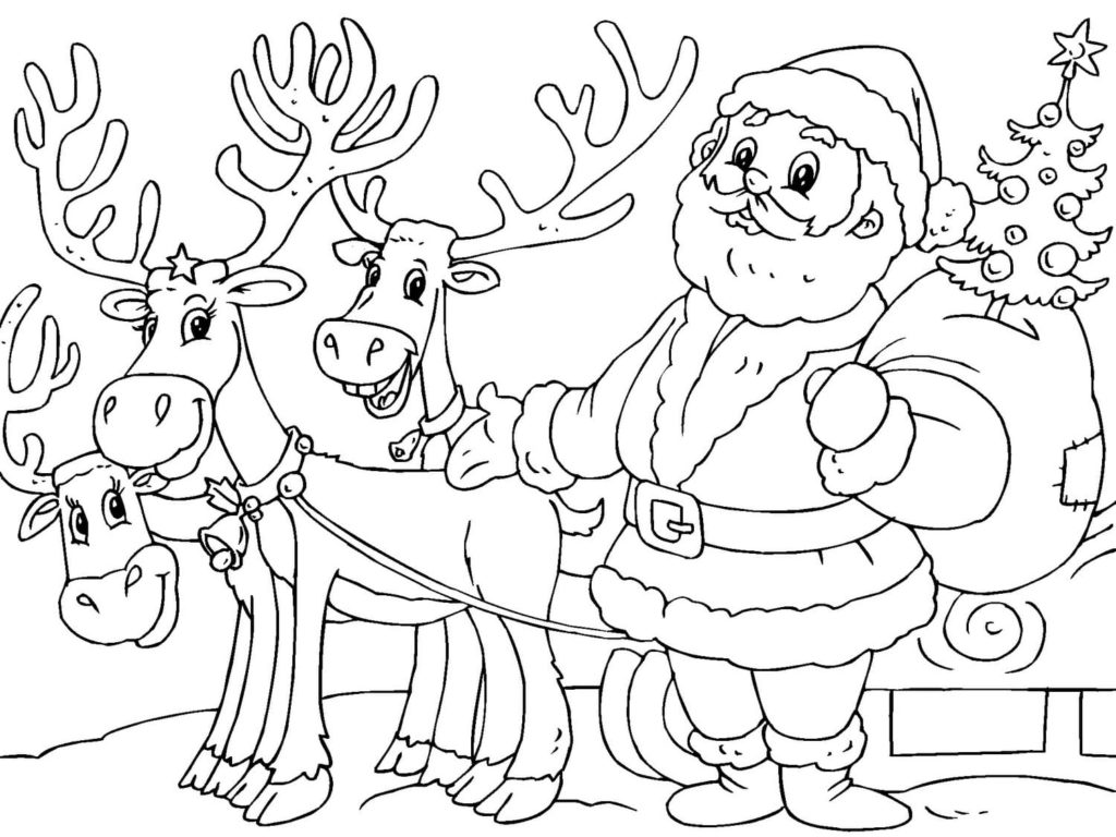 Coloriage Renne de Noël basique