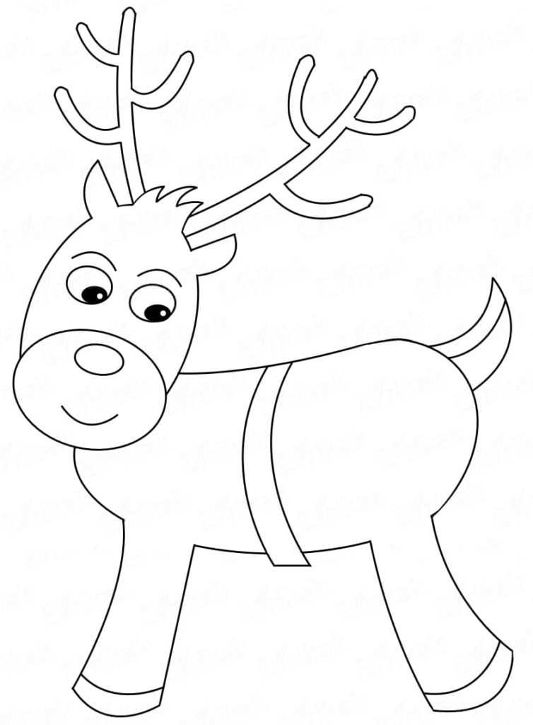 Coloriage Renne de Noël mignon à imprimer