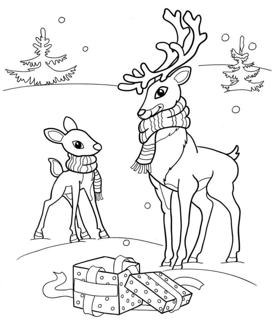 Coloriage Renne de Noël – Page 12 à imprimer