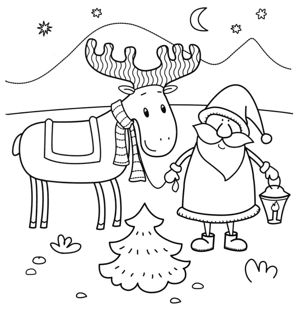 Coloriage Renne de Noël – Page 19 à imprimer