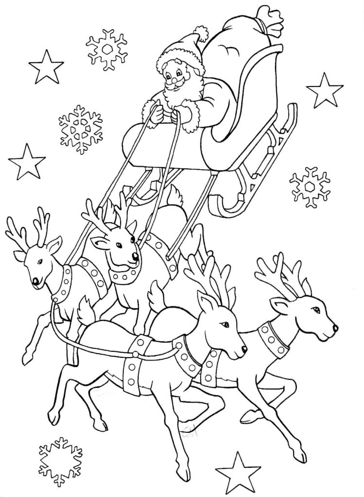 Coloriage Renne de Noël – Page 2 à imprimer