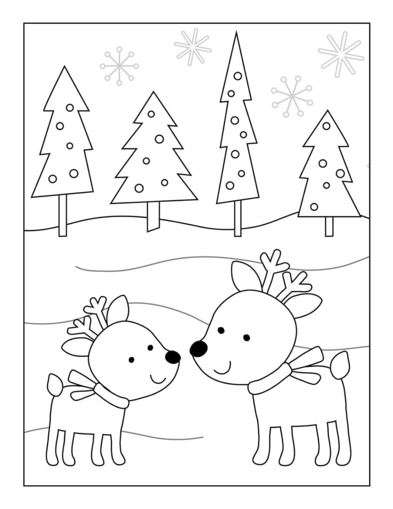 Coloriage Renne de Noël Très mignon