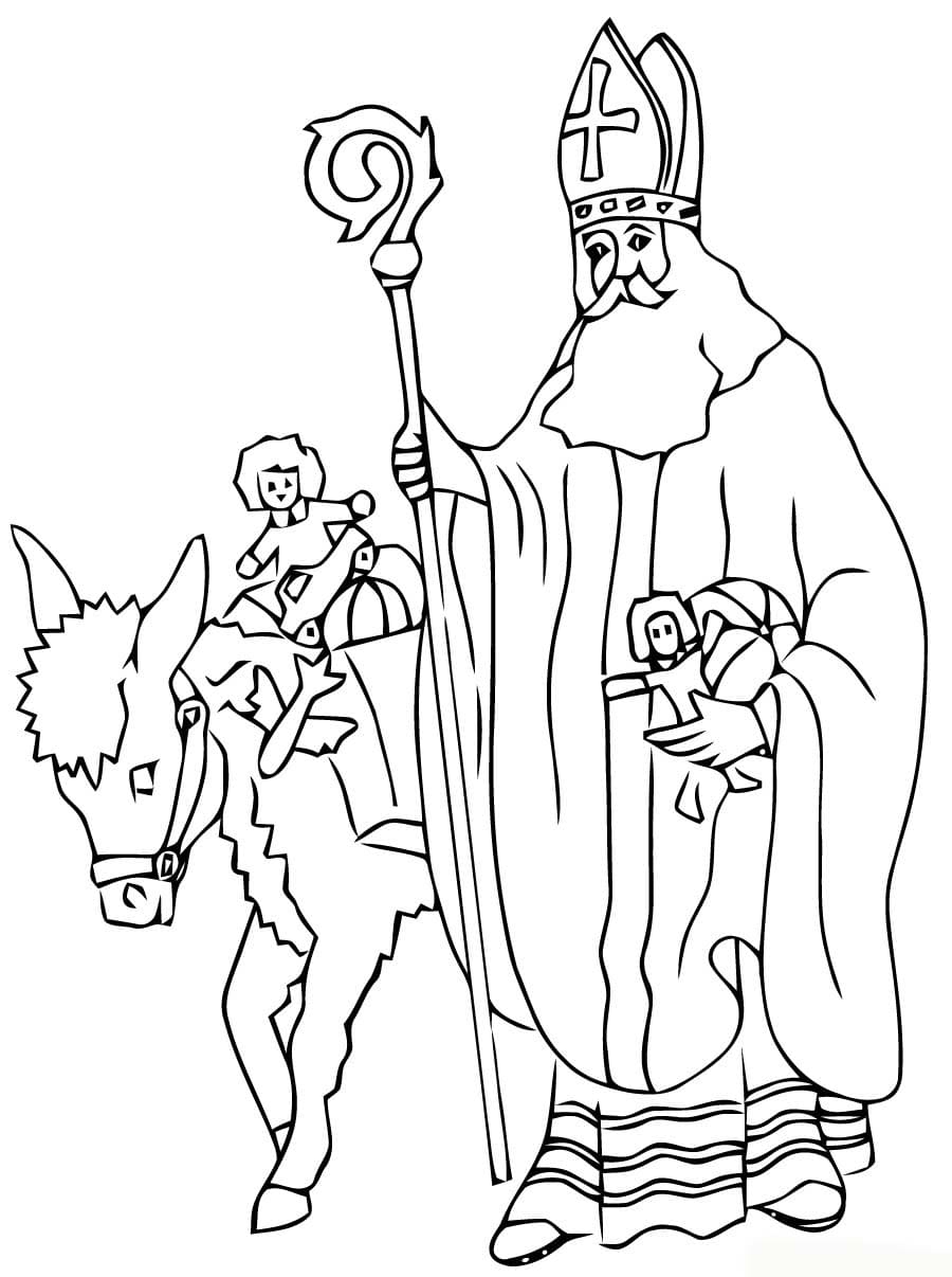 Coloriage Saint Nicolas basique facile