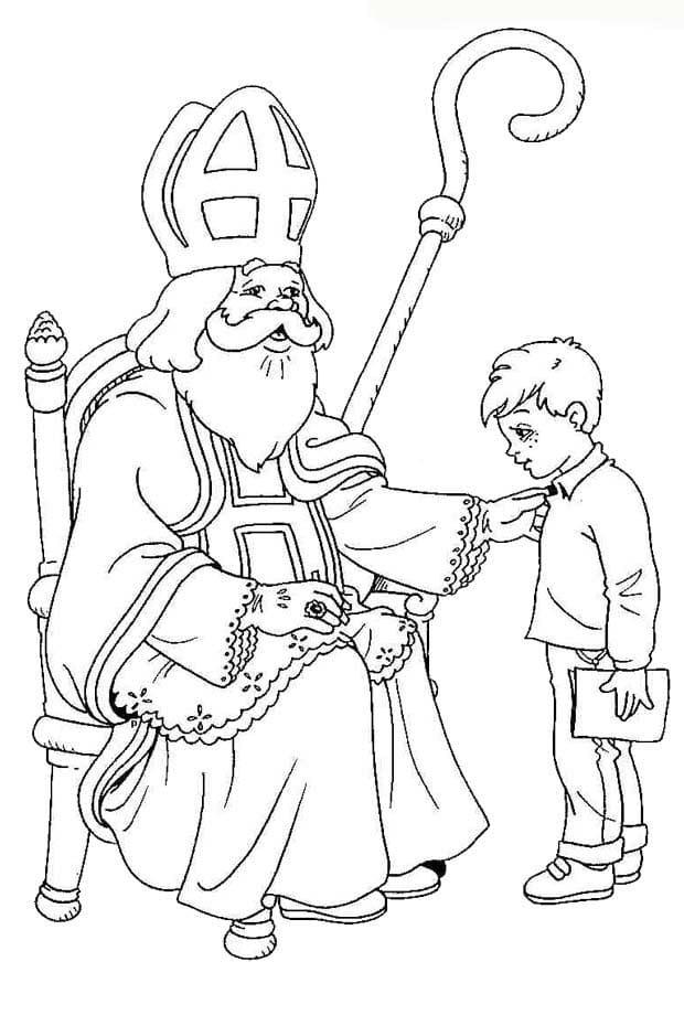 Coloriage Saint Nicolas et le garçon