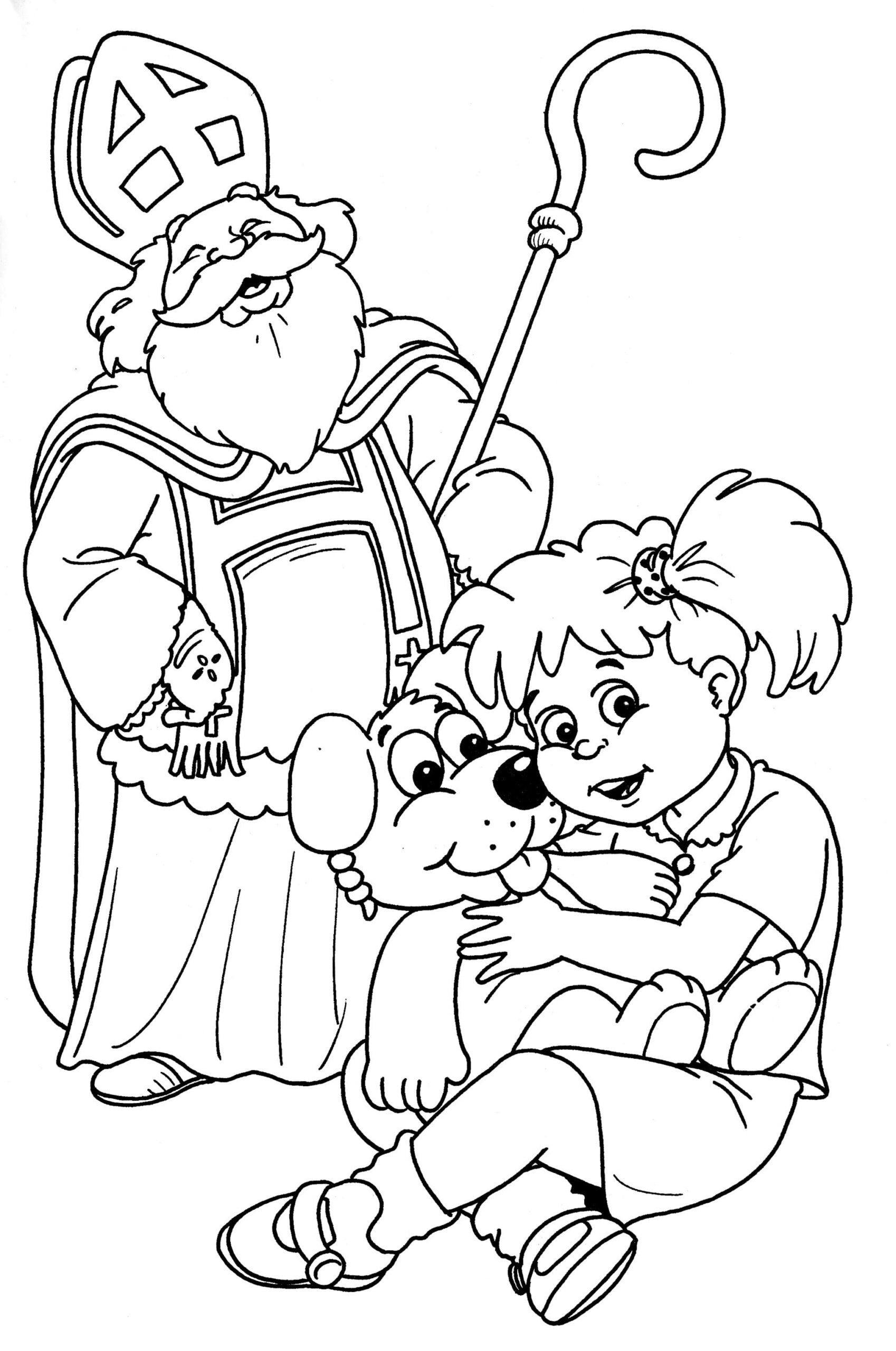 Coloriage Saint Nicolas et une fille