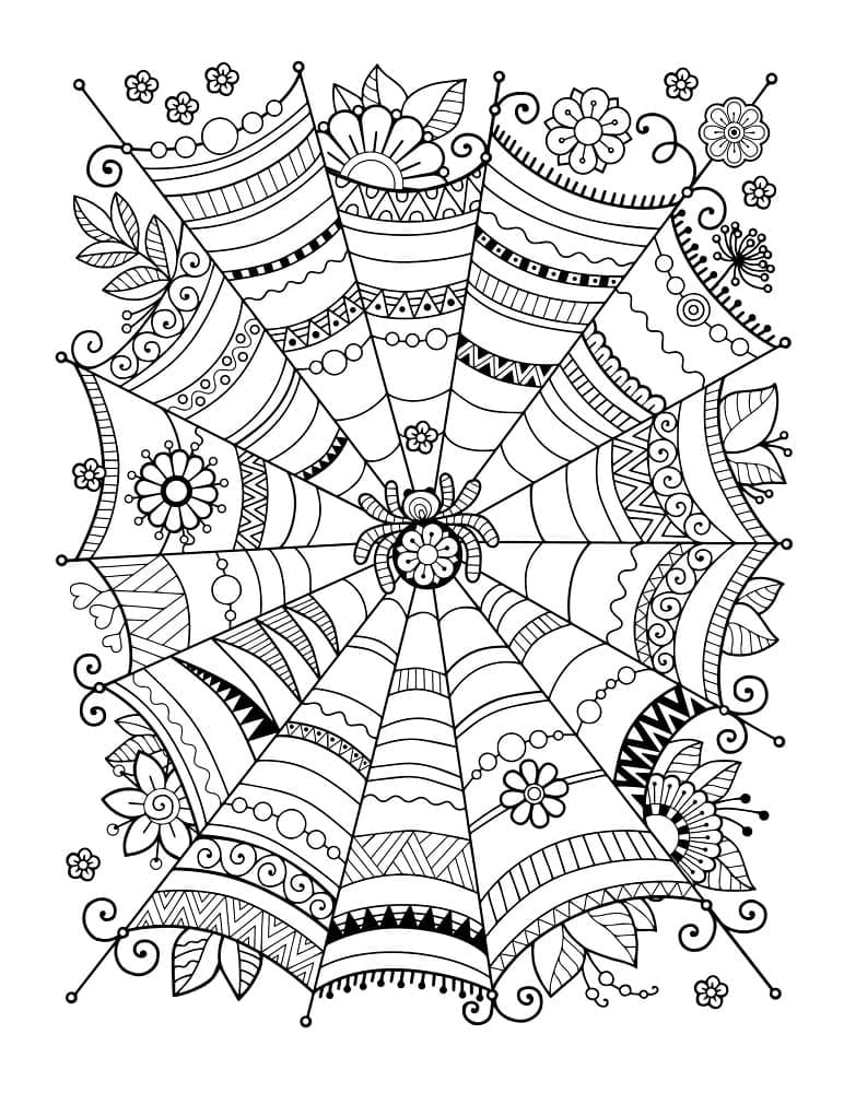 Coloriage Toile d'araignée d'Halloween pour adultes