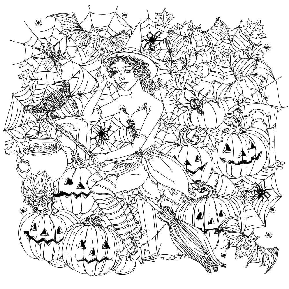 Coloriage Un Halloween génial pour les adultes