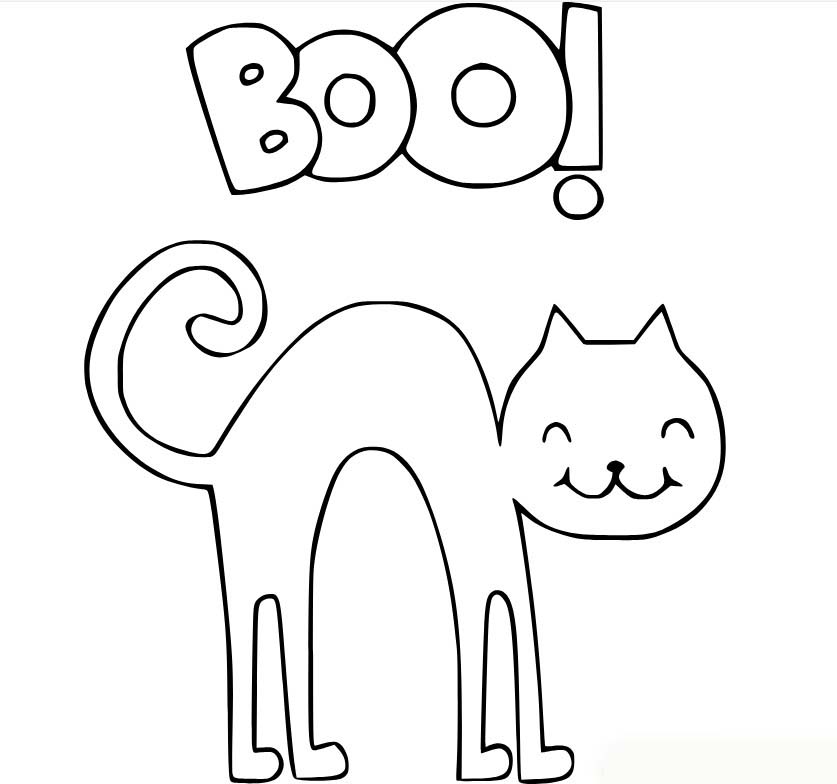 Coloriage Un jeu de chat facile pour Halloween