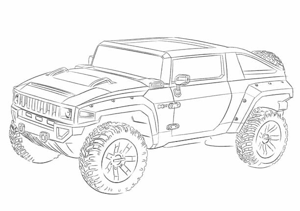 Coloriage Voiture 4x4 - Feuille 1