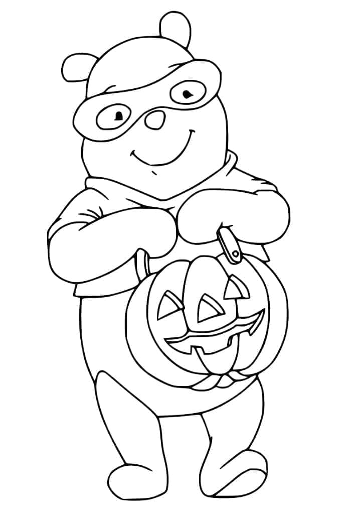 Coloriage Winnie l'ourson mignon de Disney pour Halloween