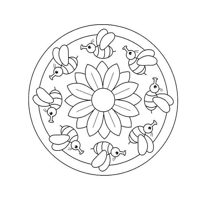 Coloriage Abeille Mandala Easy