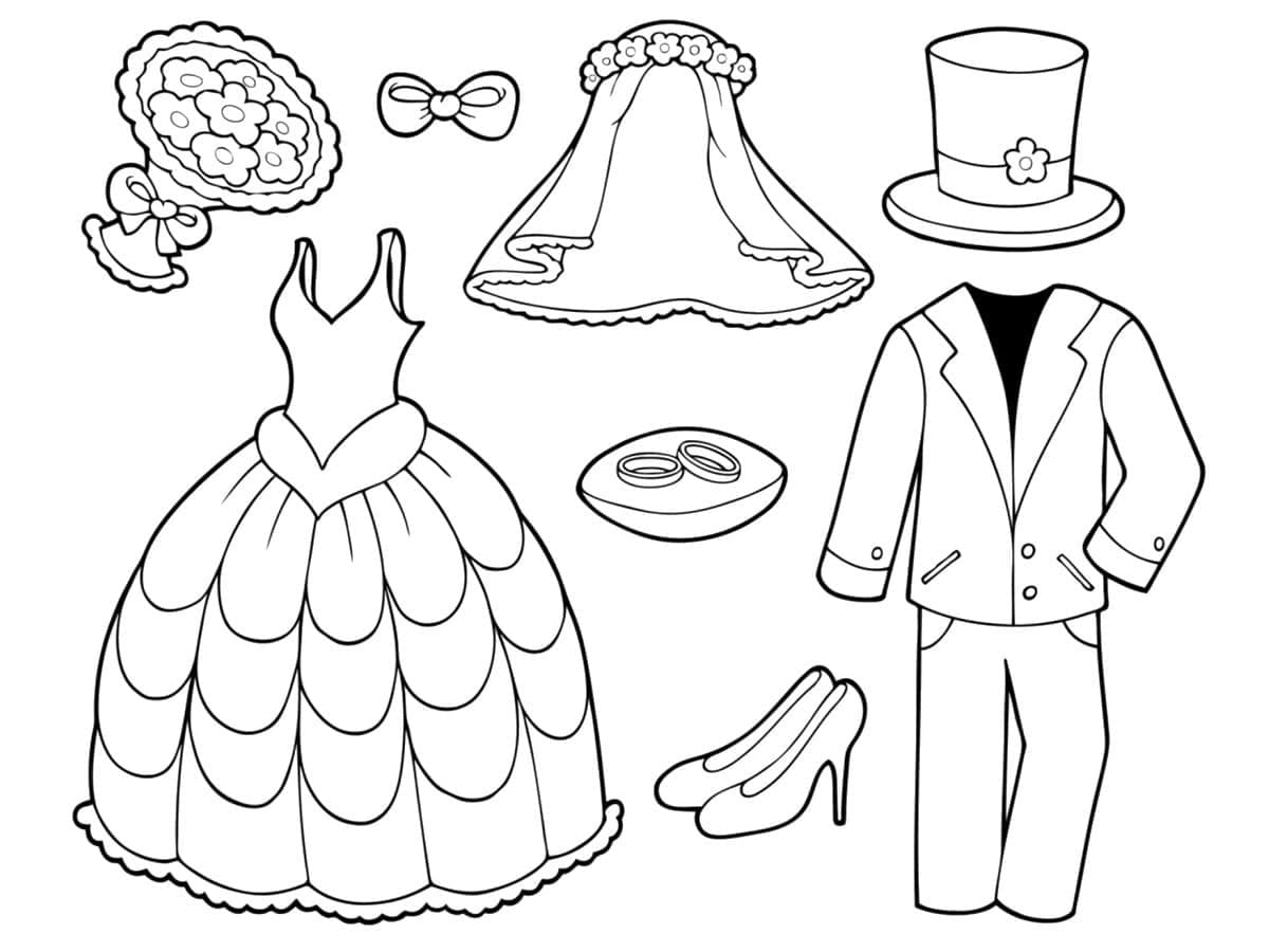 Coloriage Accessoires de mariage